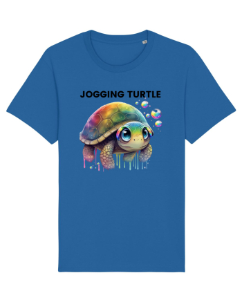 Broasca testoasa pictata in acuarela cu mesajul Jogging Turtle Royal Blue
