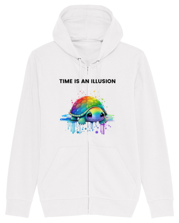 Broasca testoasa pictata in acuarela cu mesajul  Time is an Illusion White