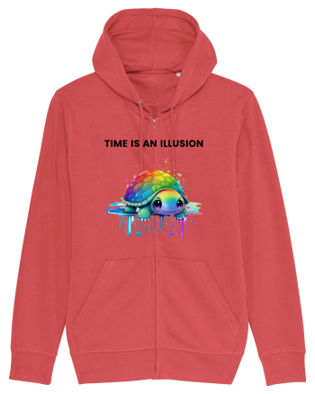 Broasca testoasa pictata in acuarela cu mesajul  Time is an Illusion Carmine Red