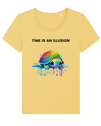 Broasca testoasa pictata in acuarela cu mesajul  Time is an Illusion Jojoba