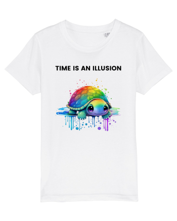 Broasca testoasa pictata in acuarela cu mesajul  Time is an Illusion White