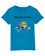 Broasca testoasa pictata in acuarela cu mesajul  Time is an Illusion Tricou mânecă scurtă  Copii Mini Creator