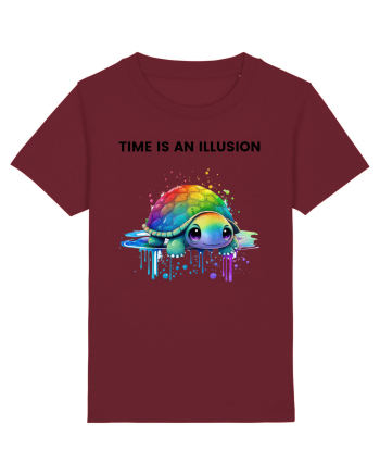 Broasca testoasa pictata in acuarela cu mesajul  Time is an Illusion Burgundy