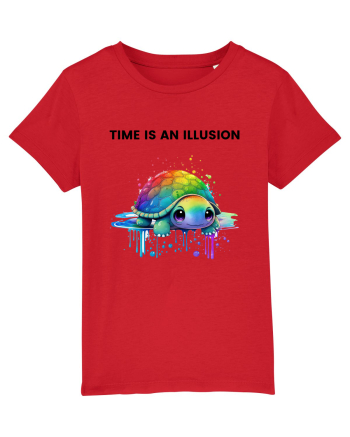 Broasca testoasa pictata in acuarela cu mesajul  Time is an Illusion Red