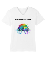 Broasca testoasa pictata in acuarela cu mesajul  Time is an Illusion Tricou mânecă scurtă guler V Bărbat Presenter
