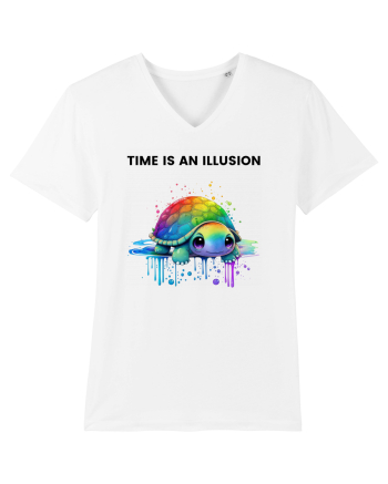 Broasca testoasa pictata in acuarela cu mesajul  Time is an Illusion White