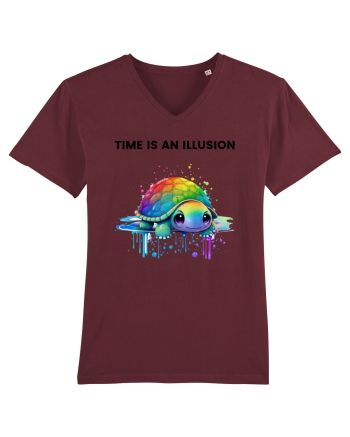 Broasca testoasa pictata in acuarela cu mesajul  Time is an Illusion Burgundy