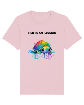 Broasca testoasa pictata in acuarela cu mesajul  Time is an Illusion Cotton Pink