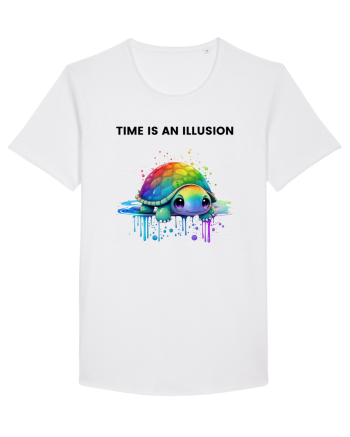 Broasca testoasa pictata in acuarela cu mesajul  Time is an Illusion White