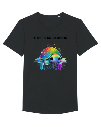 Broasca testoasa pictata in acuarela cu mesajul  Time is an Illusion Black