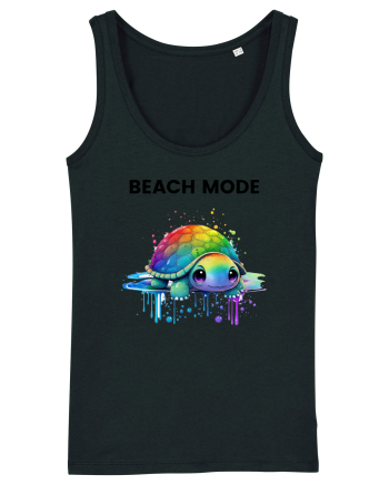 Broasca testoasa pictata in acuarela cu mesajul  Beach Mode Black