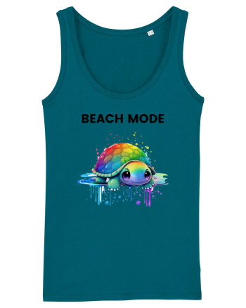 Broasca testoasa pictata in acuarela cu mesajul  Beach Mode Ocean Depth