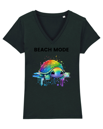 Broasca testoasa pictata in acuarela cu mesajul  Beach Mode Black