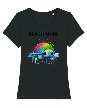 Broasca testoasa pictata in acuarela cu mesajul  Beach Mode Black