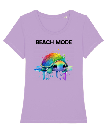Broasca testoasa pictata in acuarela cu mesajul  Beach Mode Lavender Dawn
