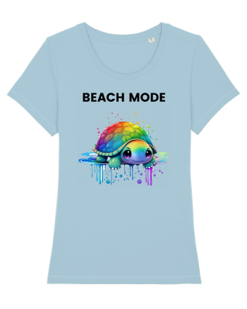 Broasca testoasa pictata in acuarela cu mesajul  Beach Mode Sky Blue