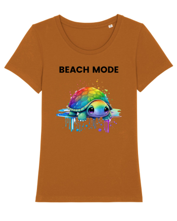 Broasca testoasa pictata in acuarela cu mesajul  Beach Mode Roasted Orange