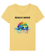 Broasca testoasa pictata in acuarela cu mesajul  Beach Mode Tricou mânecă scurtă guler larg fitted Damă Expresser