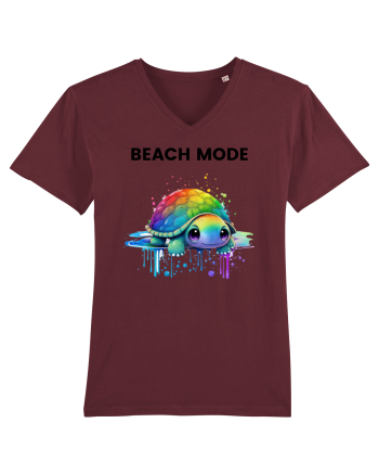 Broasca testoasa pictata in acuarela cu mesajul  Beach Mode Burgundy