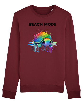 Broasca testoasa pictata in acuarela cu mesajul  Beach Mode Burgundy