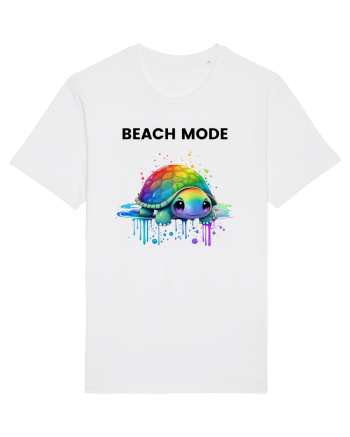 Broasca testoasa pictata in acuarela cu mesajul  Beach Mode White