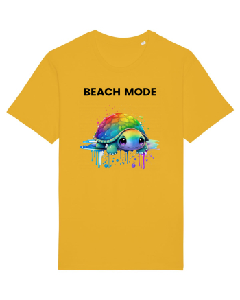 Broasca testoasa pictata in acuarela cu mesajul  Beach Mode Spectra Yellow