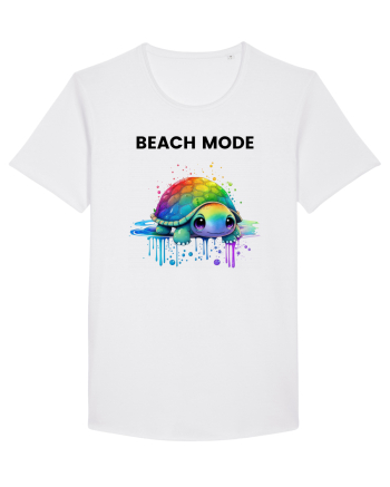 Broasca testoasa pictata in acuarela cu mesajul  Beach Mode White