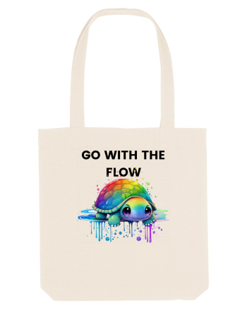 Broasca testoasa pictata in acuarela cu mesajul  Go with the Flow Natural
