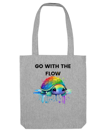 Broasca testoasa pictata in acuarela cu mesajul  Go with the Flow Heather Grey
