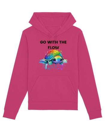 Broasca testoasa pictata in acuarela cu mesajul  Go with the Flow Raspberry