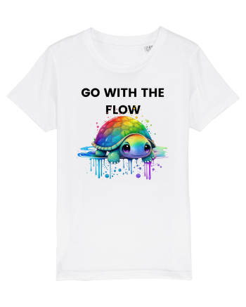 Broasca testoasa pictata in acuarela cu mesajul  Go with the Flow White