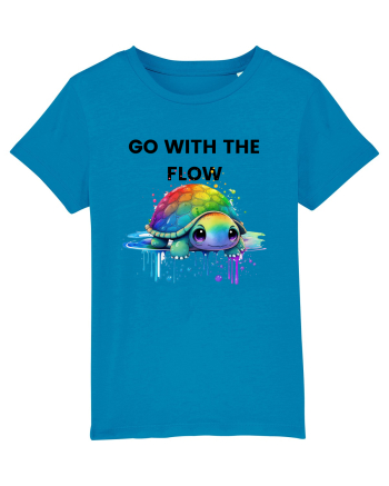 Broasca testoasa pictata in acuarela cu mesajul  Go with the Flow Azur