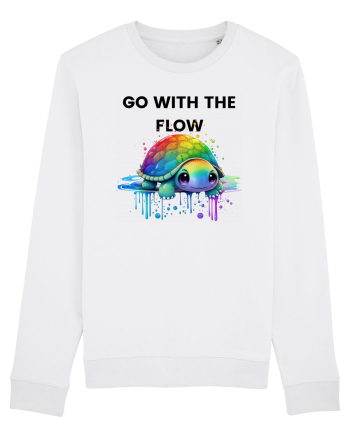 Broasca testoasa pictata in acuarela cu mesajul  Go with the Flow White