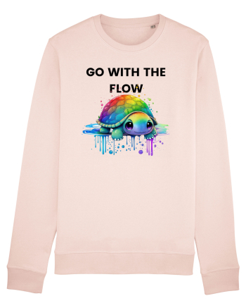 Broasca testoasa pictata in acuarela cu mesajul  Go with the Flow Candy Pink