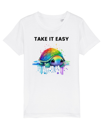 Broasca testoasa pictata in acuarela cu mesajul  Take it Easy White