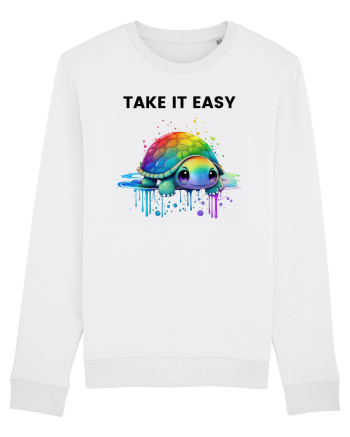 Broasca testoasa pictata in acuarela cu mesajul  Take it Easy White