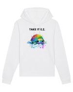 Broasca testoasa pictata in acuarela cu mesajul  Take it E.Z. Hanorac Unisex Drummer