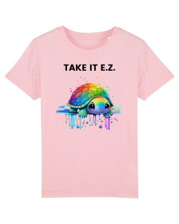 Broasca testoasa pictata in acuarela cu mesajul  Take it E.Z. Cotton Pink