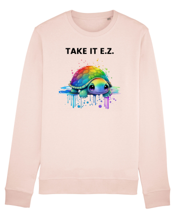 Broasca testoasa pictata in acuarela cu mesajul  Take it E.Z. Candy Pink