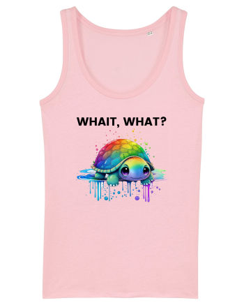Broasca testoasa pictata in acuarela cu mesajul Wait, What? Cotton Pink