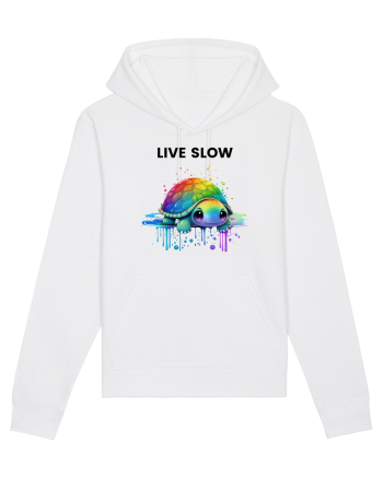 Broasca testoasa pictata in acuarela cu mesajul Live Slow White