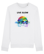 Broasca testoasa pictata in acuarela cu mesajul Live Slow Bluză mânecă lungă Unisex Rise