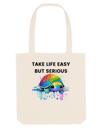 Broasca testoasa pictata in acuarela cu mesajul Take Life Easy but Serious Natural