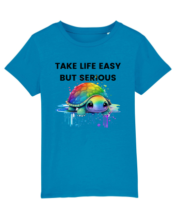 Broasca testoasa pictata in acuarela cu mesajul Take Life Easy but Serious Azur