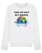 Broasca testoasa pictata in acuarela cu mesajul Take Life Easy but Serious Bluză mânecă lungă Unisex Rise