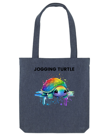 Broasca testoasa pictata in acuarela cu mesajul Jogging Turtle Midnight Blue