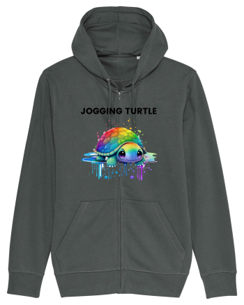 Broasca testoasa pictata in acuarela cu mesajul Jogging Turtle Anthracite