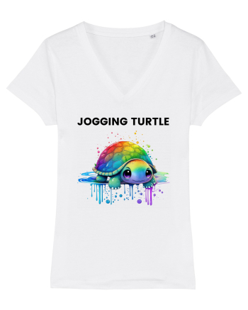 Broasca testoasa pictata in acuarela cu mesajul Jogging Turtle White