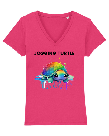 Broasca testoasa pictata in acuarela cu mesajul Jogging Turtle Raspberry
