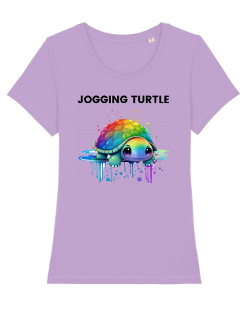Broasca testoasa pictata in acuarela cu mesajul Jogging Turtle Lavender Dawn